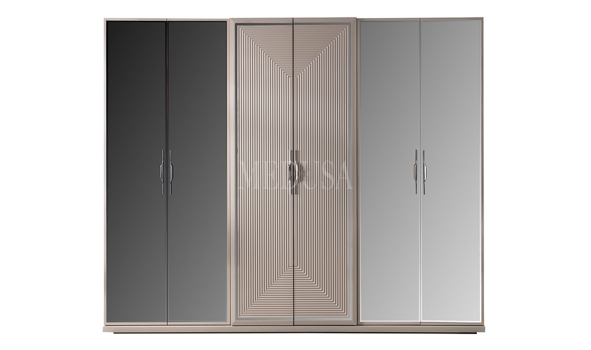 Medusa Home Mobilya - Safir Silver Gardırop 6 Kapılı