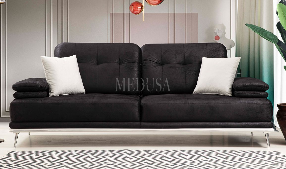 Medusa Home Mobilya - Suit Siyah Üçlü Koltuk